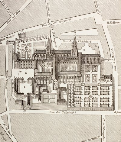 North View of the Benedictine Abbey of St. Germain-des-Pres, Paris, as it Existed in the 17th Century, from 